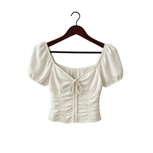 Sienna Sky White Puff Sleeve Ruched Blouse